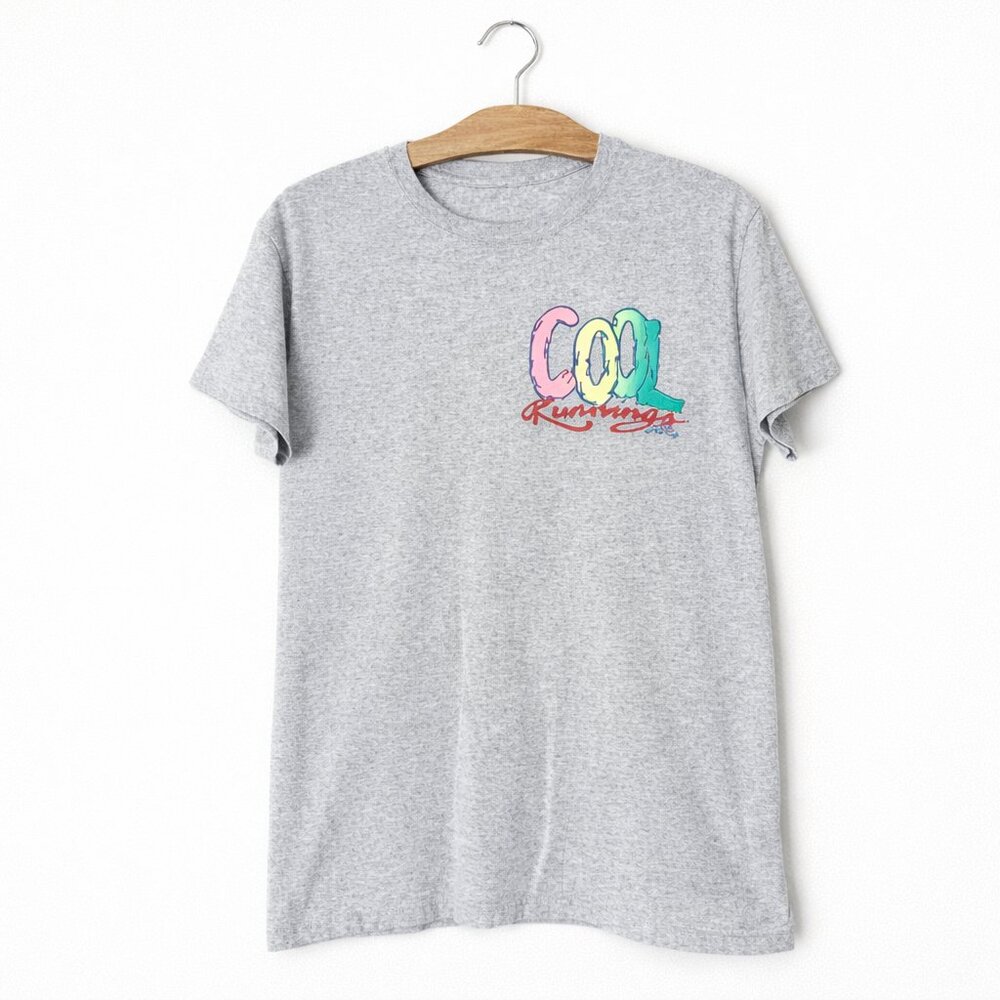 COOL RUNNINGS | Grey Crewneck Tee Shirt with Neon Jamaica Graphic – Women’s S/M
